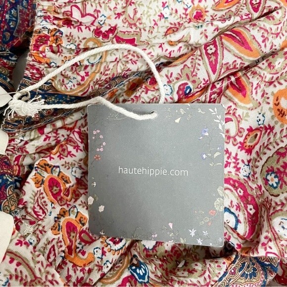 NWT Haute Hippie Tiered Maxi Dress Red Blue Floral Size 8 Prairie Boho Cowgirl - Picture 10 of 12